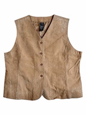 NWT Vintage Outbrook Leather Vest XL 16 18 Western Tan‎ Ranch